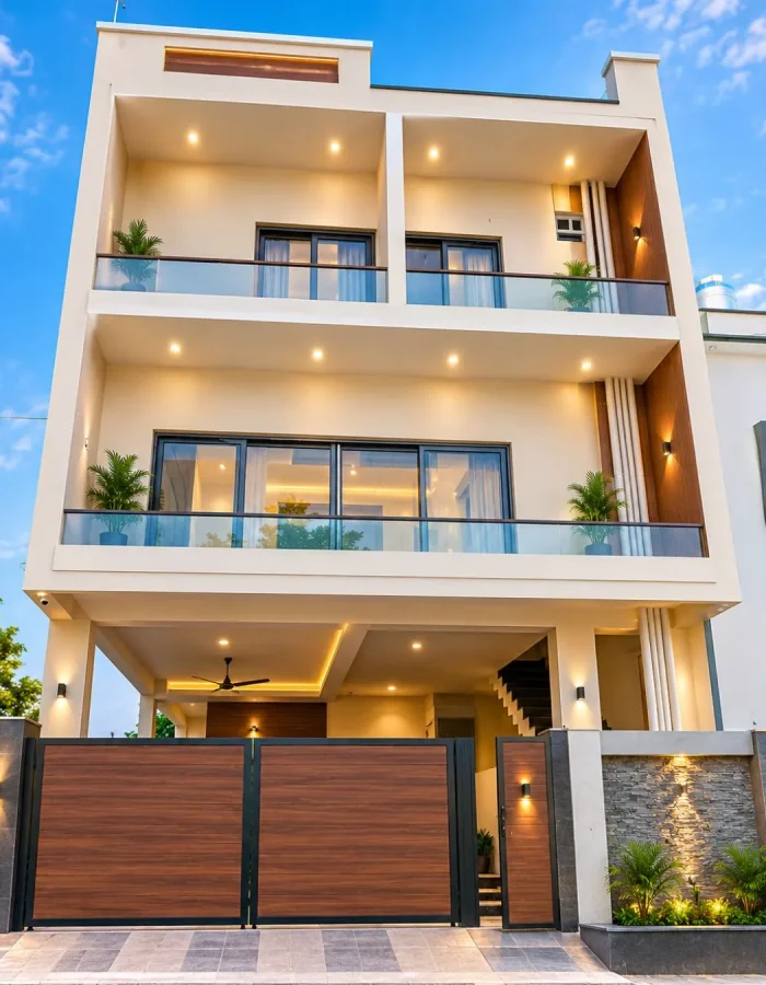Modern house construction exterior Chennai